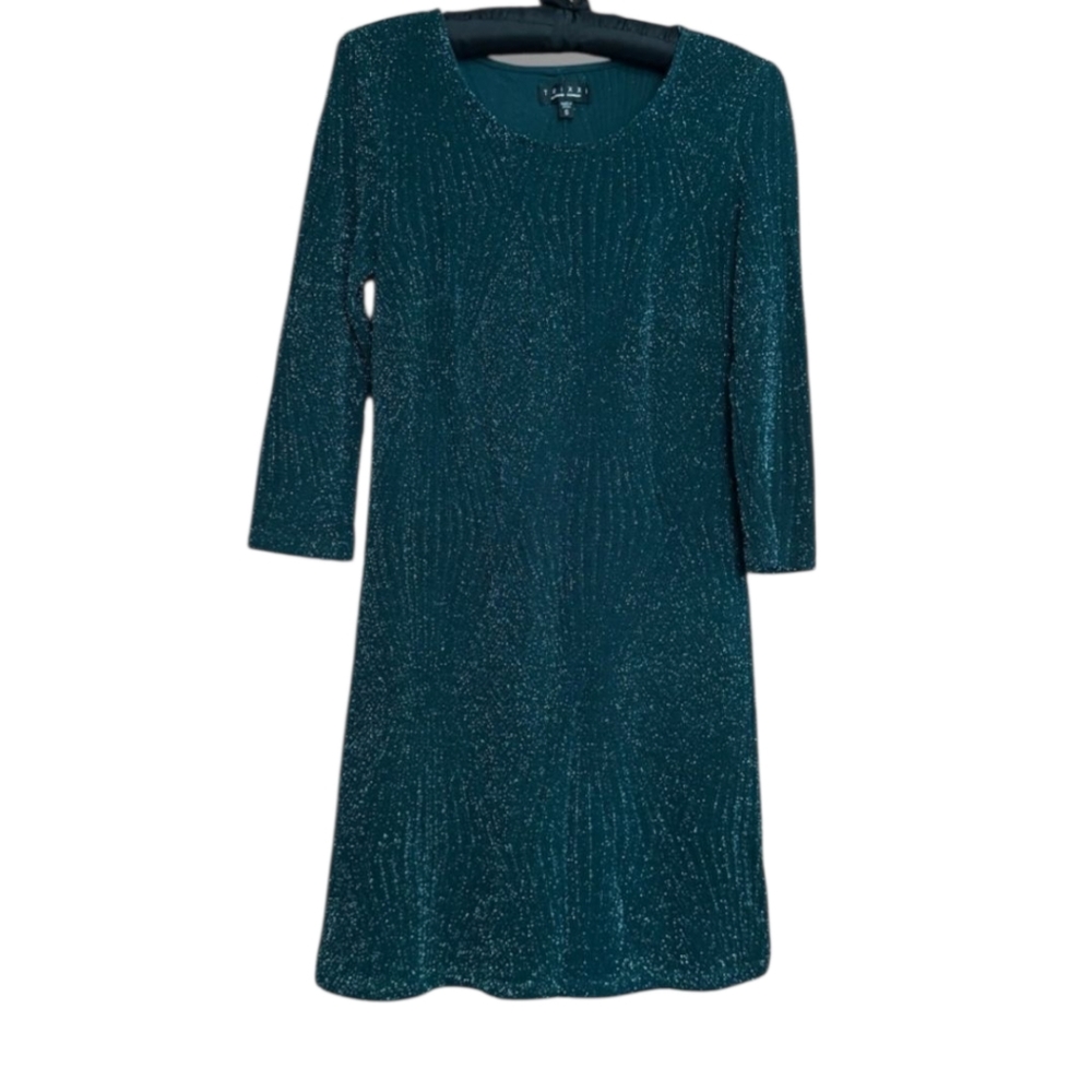 Trixxi Metallic Mini Dress, Hunter Green,  Size Small - Picture 4 of 8